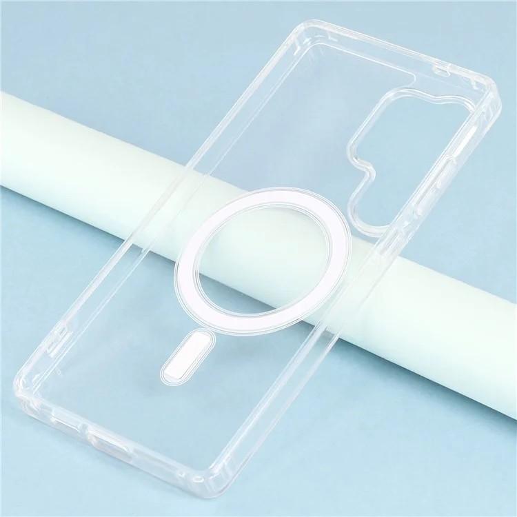 WANLONFENG LM Series For Samsung Galaxy S24 Ultra Clear Phone Case Compatible with MagSafe with Screen Film (Big Lens Hole)