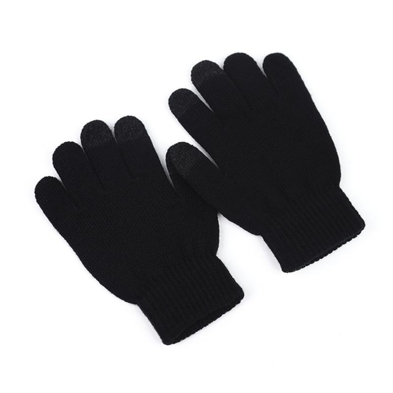 Kids Touches Screen Gloves Soft & Breathable Winter Warm Mittens Solid Knit Gloves for Outdoor Activities School Travel