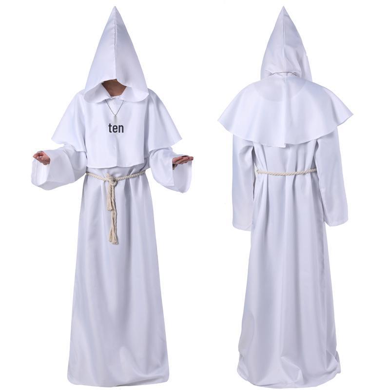 Halloween Medieval Monk & Wizard Robe Costume - Priest COS Stage Wear