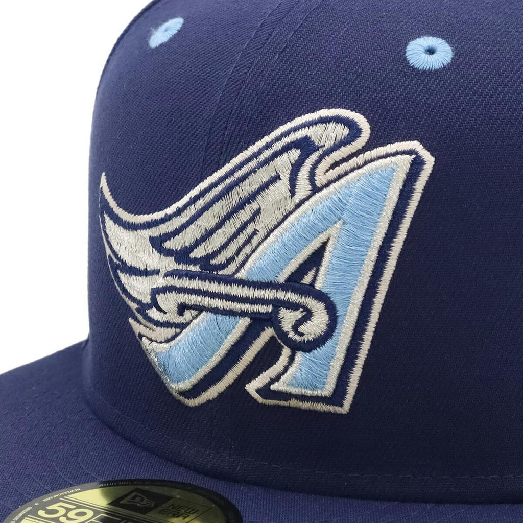 New Era 59FIFTY Cap MLB Los Angeles LAA Light Navy Side Under ONSPOTZ and Side Flat Popular Size Stickers Large and Small Sizes Everyday Sports