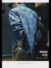 Men's Trendy Retro Plaid Jacquard Black Denim Shirt-Jacket, Autumn Loose Fit, Long-Sleeved, Casual Style.