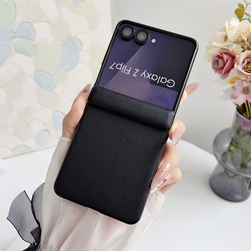 Slim Pastel Color Leather Case for Samsung Z Flip 7 Flip 7 Fe Galaxy Z Flip 6 5 Foldable with Hinge Shockproof Protective Cover