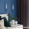 2 Stück Kerzenhalter Wandleuchter Metall Eisen Wandkerzenhalter Schwarz L-Form Wand-Säulenkerzenhalter für Schlafzimmer Esszimmer