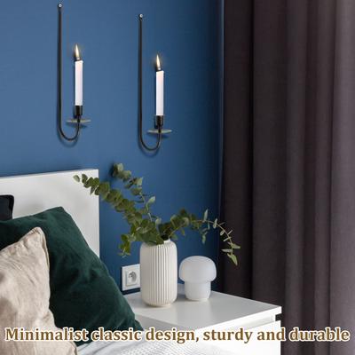 2er Set Metall Kerzenständer Wandkunst Eisen Kerzenhalter Ornamente L-Form Hängender Kerzenhalter für Schlafzimmer Esszimmer Wohnzimmer Dekoration