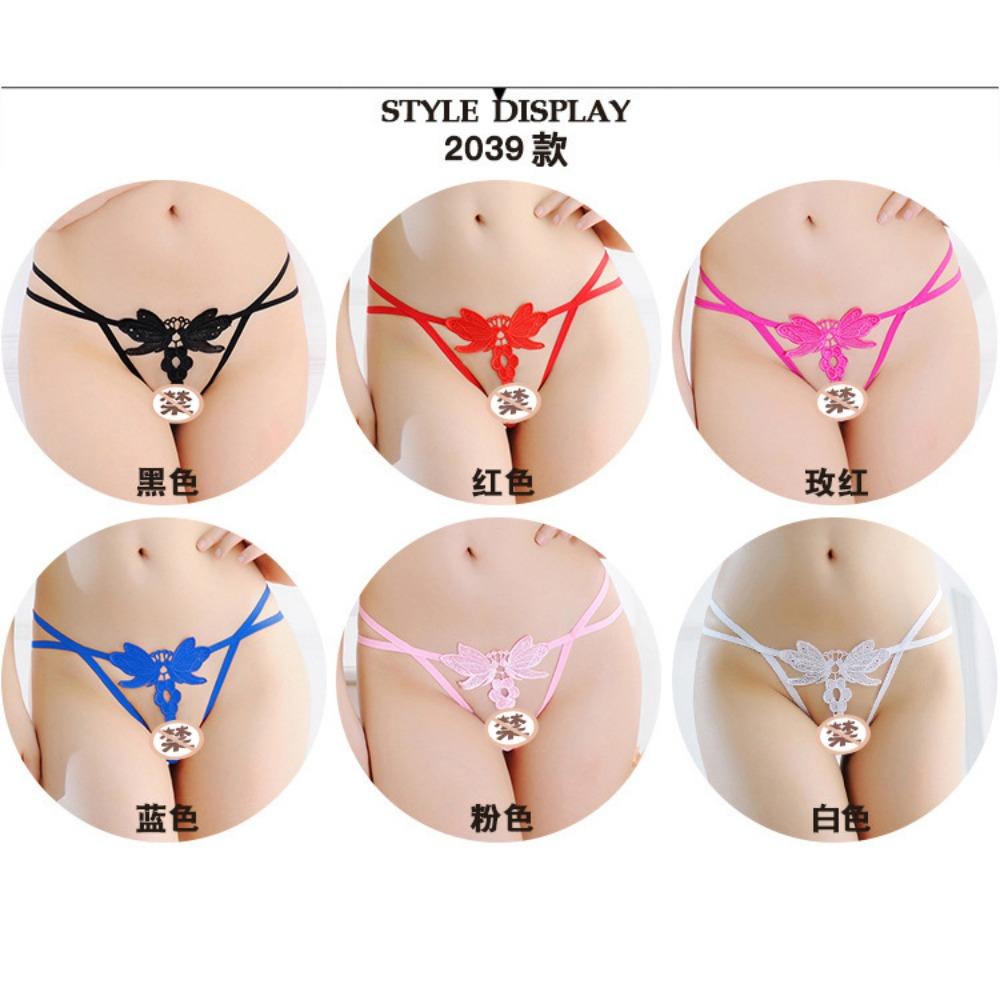 [Free Shipping] 4 Packs, Sexy Underwear Women's Transparent Temptation Low Waist Thin Breathable Hot Embroidered Thong T-pants