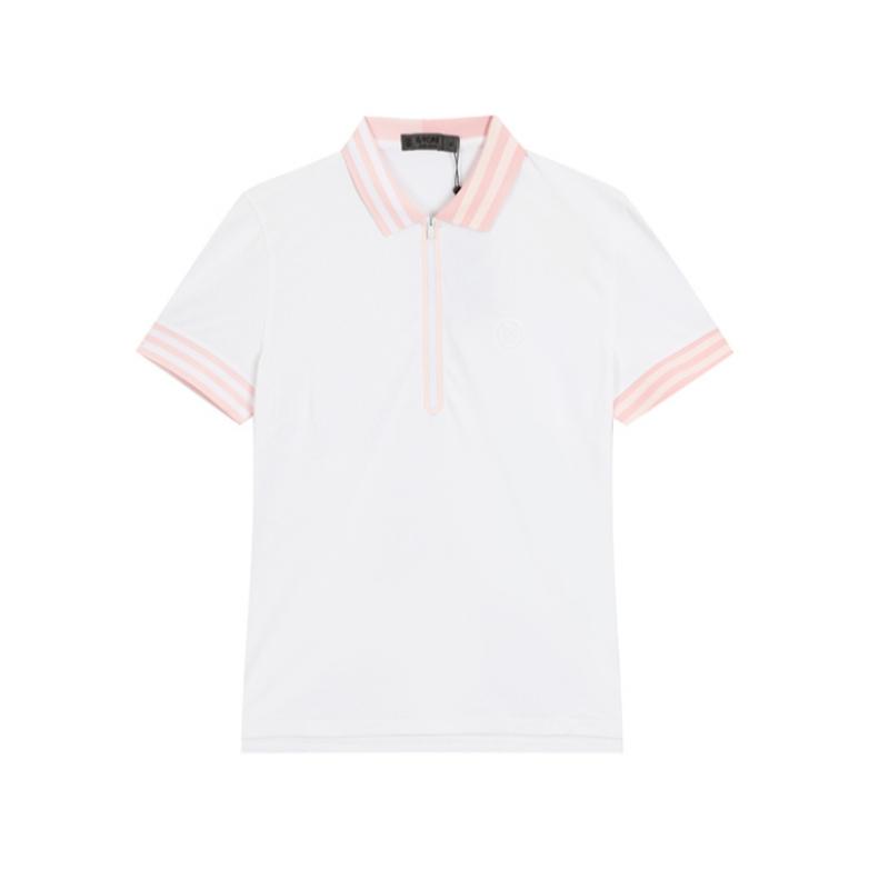 Original Zippor Damen S geprägtes Logo Kontrast Lippenfarbe Viertelreißverschluss Tech Pique Polo