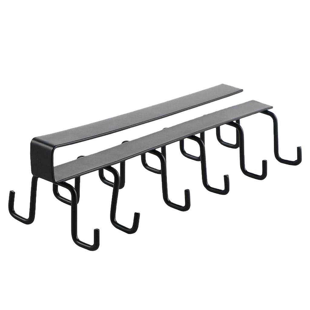 Vas pohártartó szekrény alatt - kávéspohár bögretartó konyhai kétsoros kampós-akasztós kampós állvány