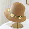 French idyllic daisy wreath straw hat women's spring and summer seaside vacation sun protection big brim sun hat shows small face