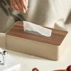 Wooden Tissue Box Leather Tissue Case Aesthetic Rectangular Napkin Boxes Elegant Luxury Napkin Storage Cases Table Decorations