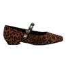 Sheepskin version temperament small square head love diamond belt shallow mouth Mary Jane shoes women's leopard print flat sole shoes