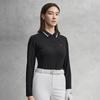 FILA Golf Series Trendy Fashion Simple Casual Sports Training Golf Versatile Slim Fit Long Sleeve Polo Shirt Women tops Deep-Black A11W615214FBK