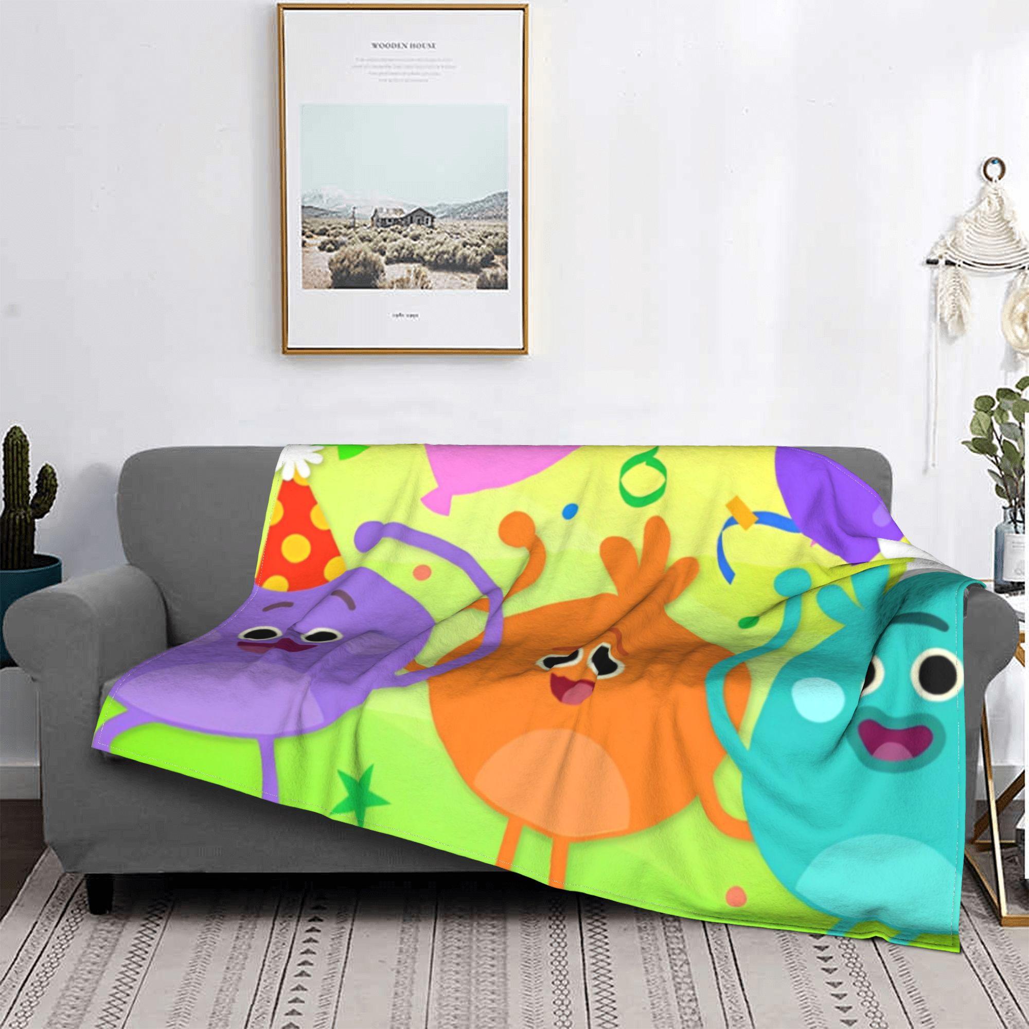 Creative Homewares Unisex Bumble Nums Educational Cartoon Fuzzy Blanket Cute English Awesome Throw Blankets Home 150*125Cm Plush Thin Quilt Ultra-Soft