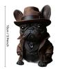 Gentleman Bulldog Resin Statue 10cm Small Bulldog Animal Desktop Ornaments Creative Car Desktop Ornaments