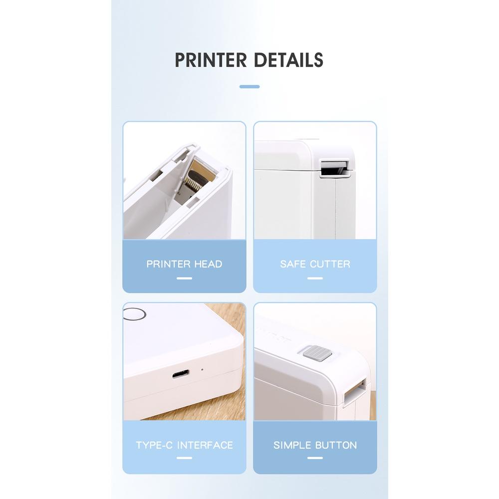D110 Přenosná tiskárna etiket bluetooth Bezdrátová fotografická tiskárna s vysokým rozlišením Mini výrobník etiket Termální tiskárna 100*70*20 mm