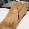 1 Pair Women Winter Touch Screen Gloves Fleece Lined Warm Gloves Thermal Faux Suede Gloves with Faux Fur Cuff for Girls Ladies
