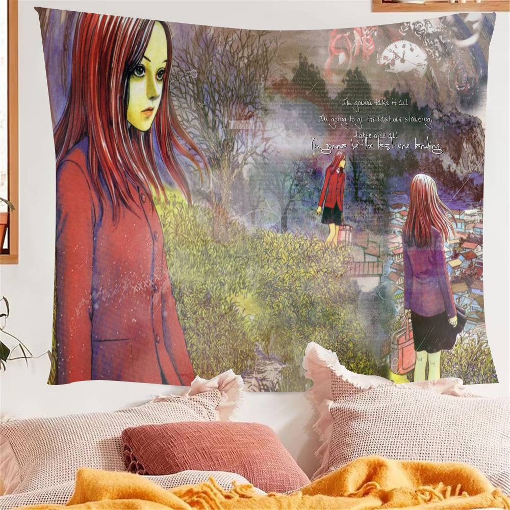 Anime Junji ItoI TomieT Horror Comics Colorful Tapestry Wall Hanging Bohemian Wall Tapestries Mandala Wall Hanging Sheets