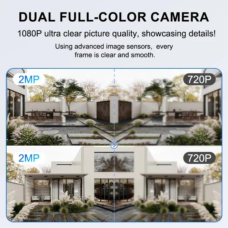 Dual-Objektiv WLAN Überwachungskamera & 360° Ansicht, PTZ Bewegungserkennung, 8MP Sicherheits-Schutz IP-Kamera Zwei-Wege-Audio, Vollfarb-Nachtsicht (Typ-C-Anschluss)