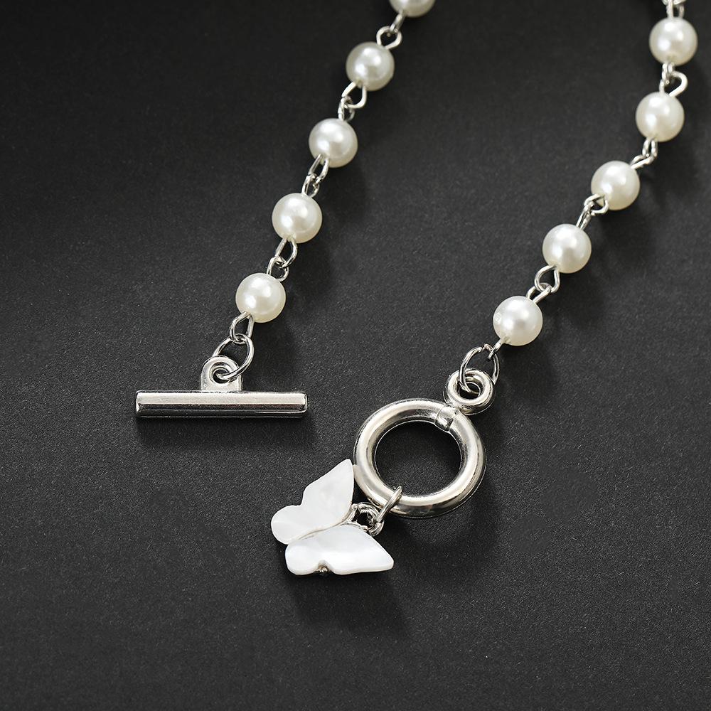 Pearl one-word buckle butterfly bracelet temperament fashion ins versatile birthday gift bracelet for girlfriends