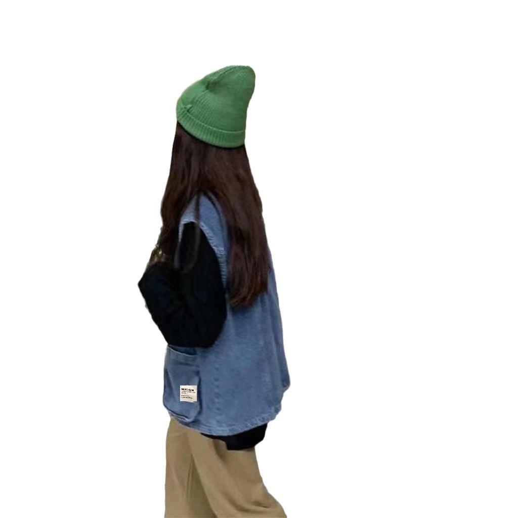 

Новый корейский стиль дизайна ретро свободного джинсового жилета для женской весны и осени, универсальный студенческий жилет без рукавов 3XL синий