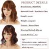 MISS WIG Women Natural Short Water Wave Hair Extensions Wig with Bangs Synthetic Fiber Hairpiece Suitable for Party Daily Use