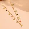 European Style Stainless Steel Crown Cross Necklace with Colorful Diamond Pendants for Women