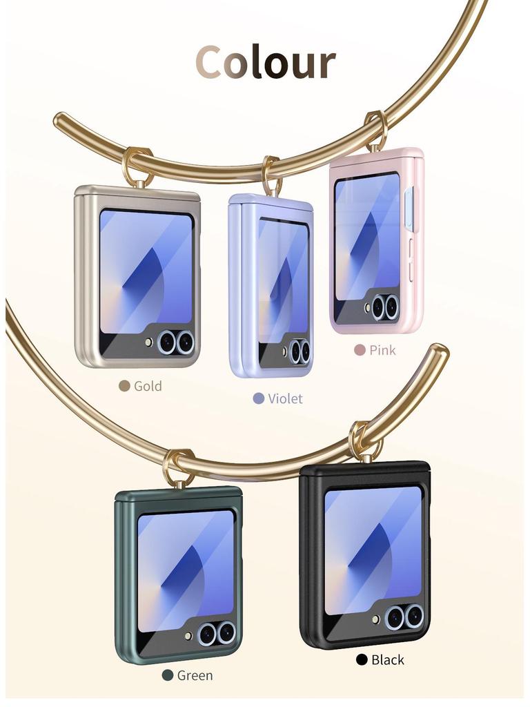 Samsung Z Flip7/6/5 Sturzsichere Handyhülle mit 4/3 Fingerringständer & Vollabdeckungsfolie