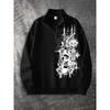 Original Design Gothic Zipper Stand Up Collar Shirt, Fashionable Street Style Zipper Hoodie Is the Choice to Match with Fashionable Clothing