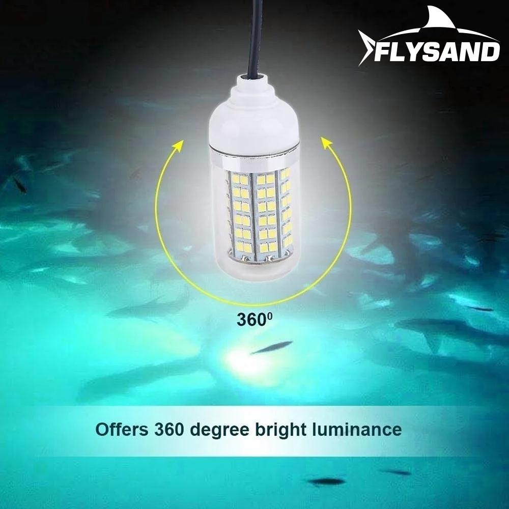 12V 15W LED Fishing Light with 108 LEDs Waterproof Bait Fish Collector Light for Raft Fishing and Plumbing Use