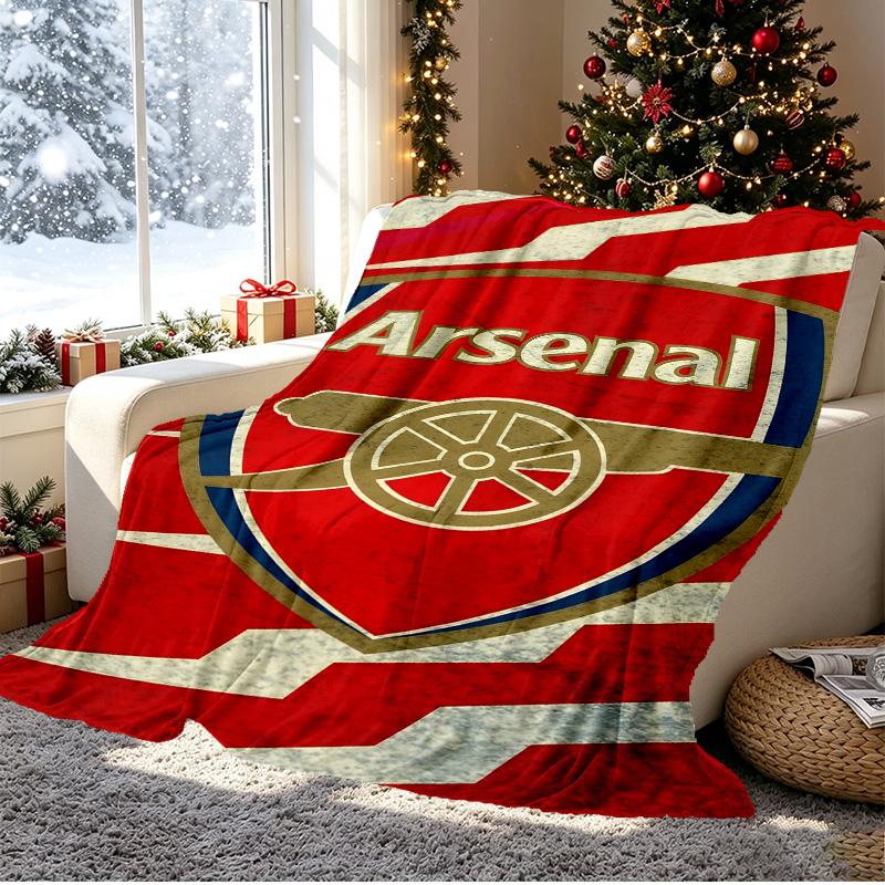 Arsenal F.C Pattern Blanket for Home Decoration, Bed, Sofa, Car Travel, Camping, Suitable for All Seasons, Birthday Christmas Gift