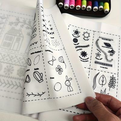 DIY Embroidery Stitch Book - Hand Sewing Guide for Beginners, Cross Stitch Patterns, Needlework Tutorial with Sampler Templates