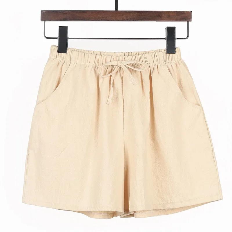 Women High Waisted Casual Linen Shorts Women Gym Workout Shorts Cotton Short Pants Loose-fitting Ladies Short Femme Women Shorts Sport