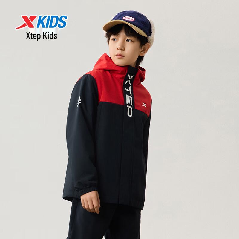 XTEP Kids' Hooded Windproof Soft Shell Jacket