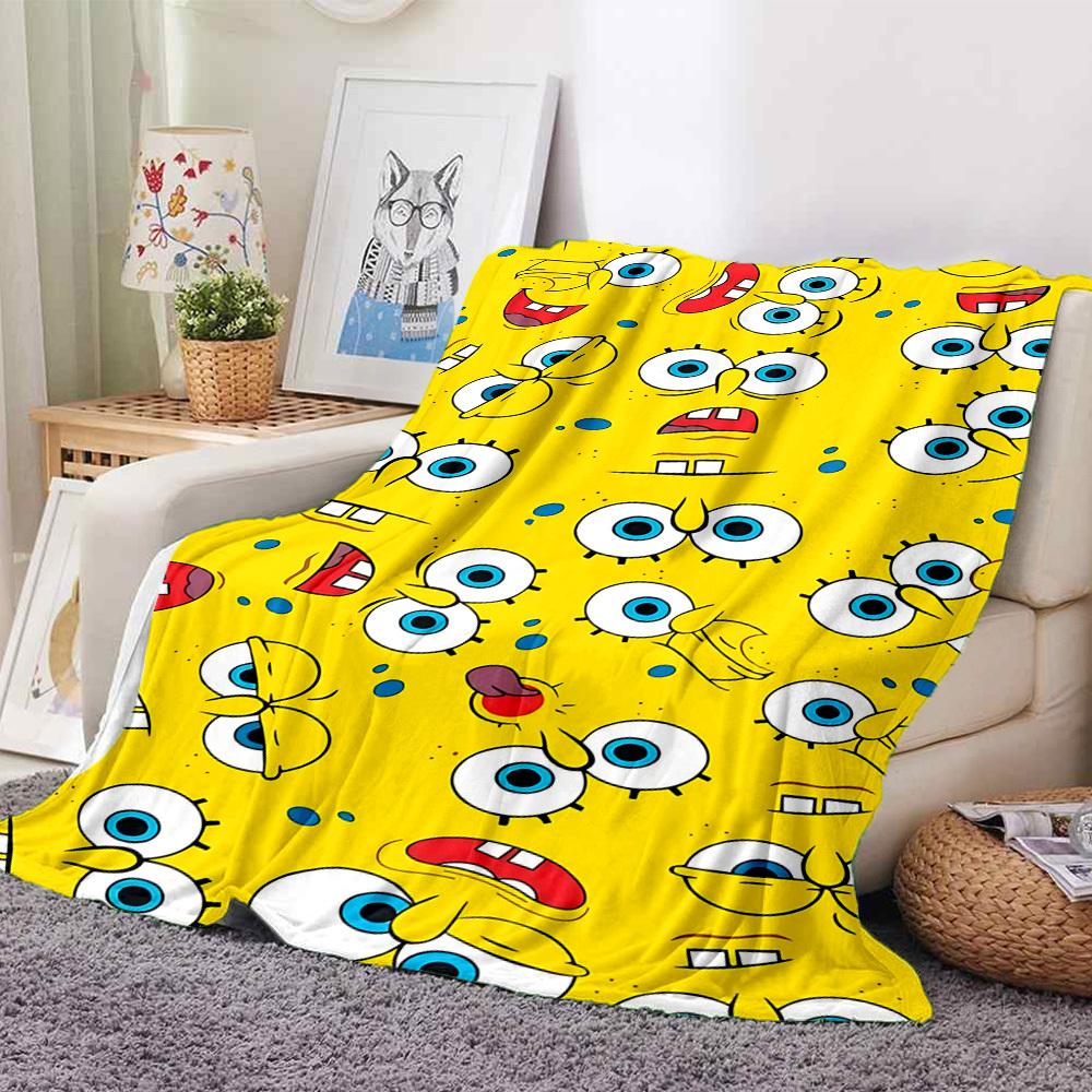 1 Stück Schwammkopf-Ausdrücke Weiche Hautfreundliche Flanelldecke mit Digitaldruck, Verschiedene Größen für Familie, Freunde, Geburtstag erhältlich