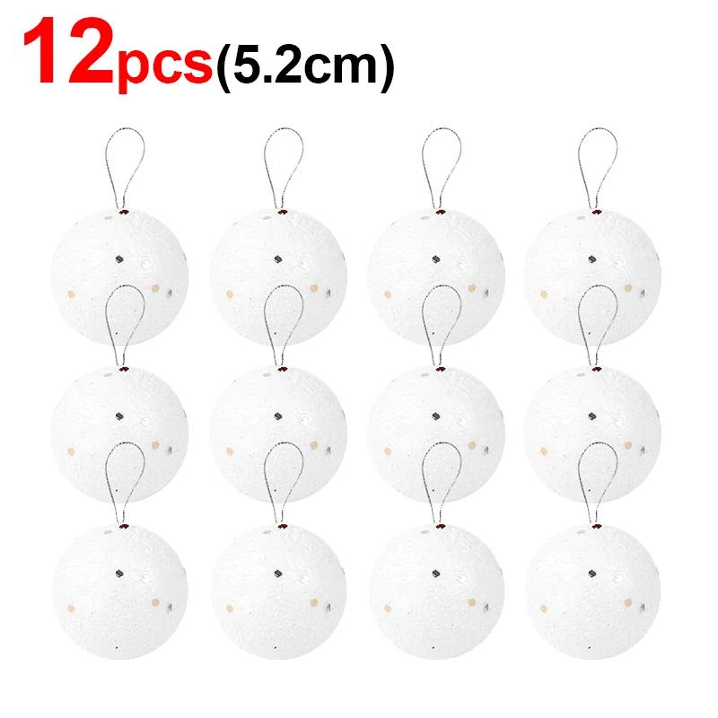 4/6/8cm White Christmas Balls Ornaments Xmas Tree Hanging Pendant Round Foam Snowball New Year Wedding Party Home Decoration