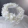 Flower Crowns for Women Floral Crown with Wedding Veil Headpiece for Wedding Bridal Festival Photography Hair Wreath Accessory