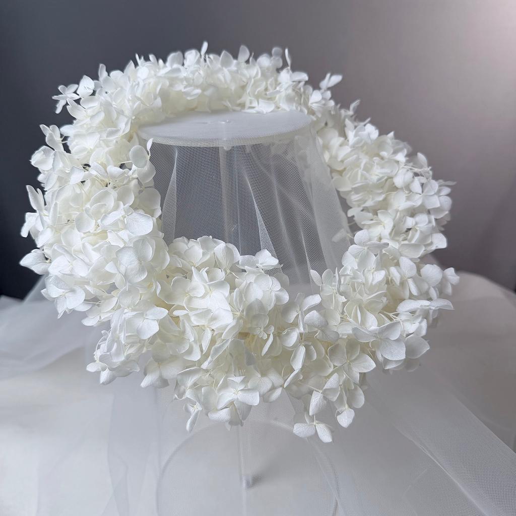 Flower Crowns for Women Floral Crown with Wedding Veil Headpiece for Wedding Bridal Festival Photography Hair Wreath Accessory