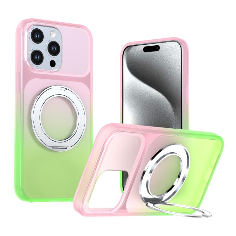 Phantom Skin Feel Gradient PC+TPU Phone Case With 360° Rotating Metal Holder, Magnetic Wireless Charging Shockproof Protective Cover