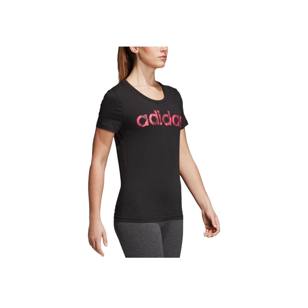 adidas Sportswear W Comm Short Sleeve Tee Black/Pink Print Women CE4110