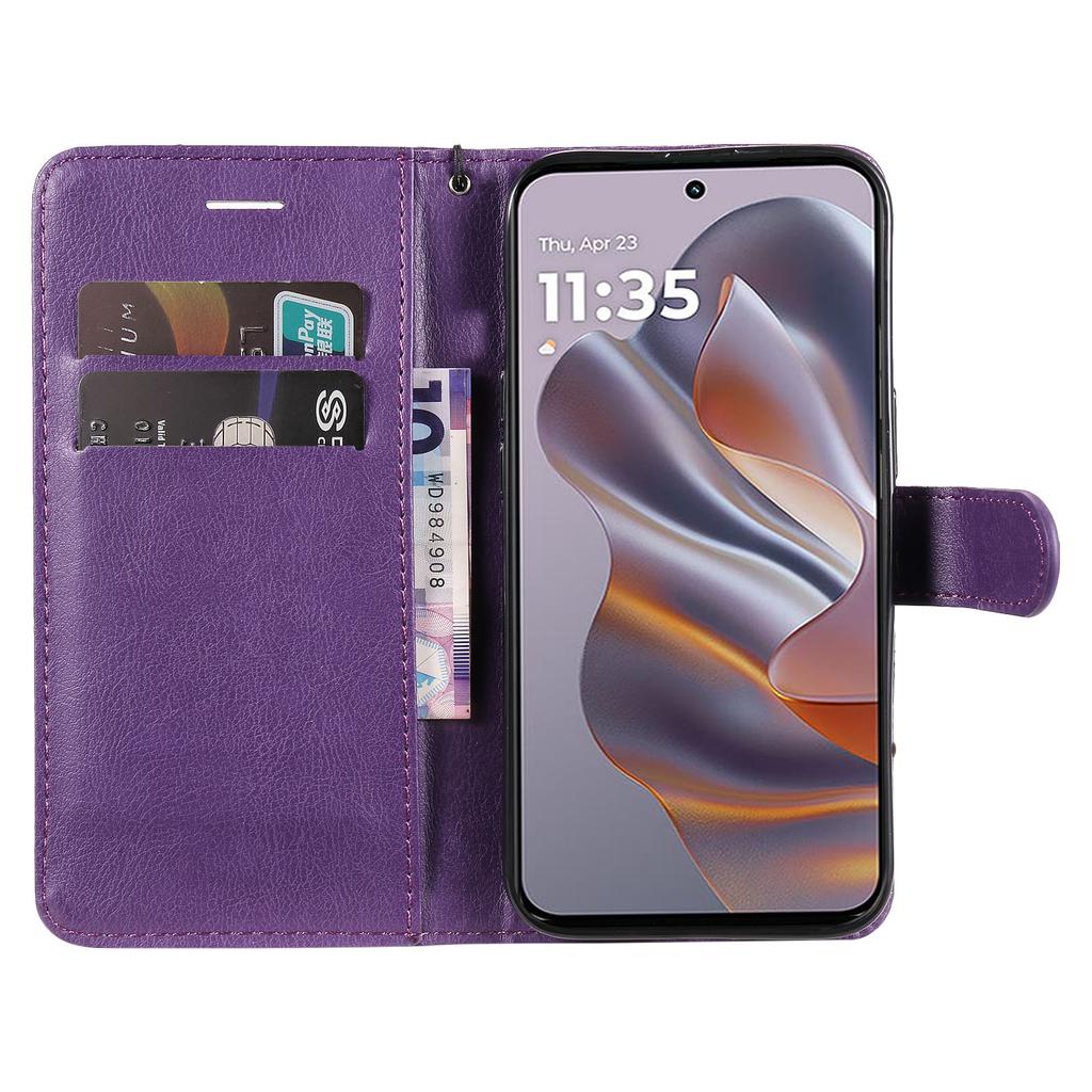 For Motorola Edge 50 Neo 5G/Moto S50 5G/Thinkphone 25 5G Case Solid Color Leather Mobile Cover Wallet Stand with Strap