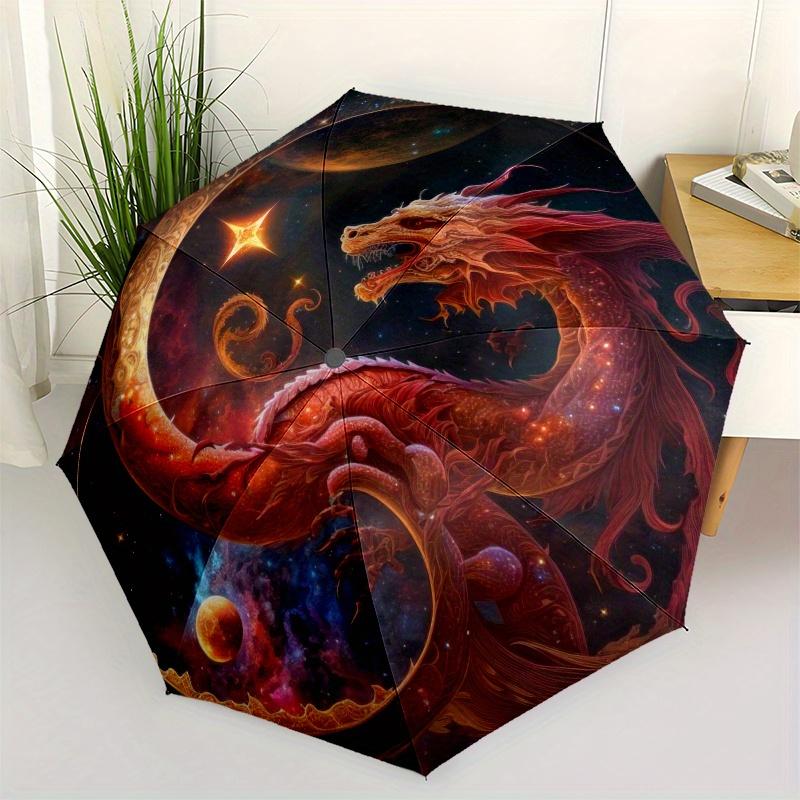 

Cosmic Dragon Yin Yang Wall Art Print Poster Umbrella, Cute Umbrella with Cute Design, Portable 3-Fold Compact Umbrella for Men & Women, Valentine s D