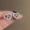 Bow Flower Zircon Stud Earrings Female Sweet High-End Temperament Design Earrings Niche Light Luxury Earrings