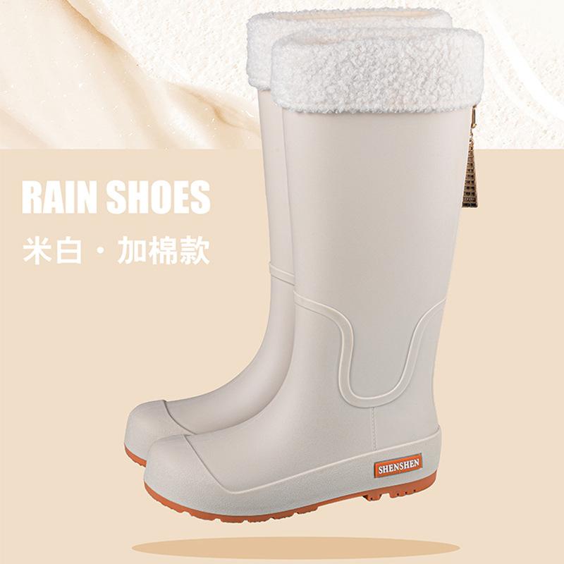 High-top Rain Shoes Women's New Trendy Waterproof Shoes Fashionable Outer Wear Non-slip and Wear-resistant Thickened Rain Boots Rubber Shoes