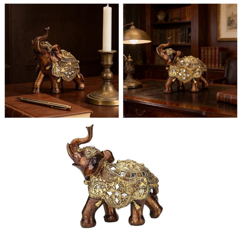 Lucky Elephant Statue Sculptures Decorative Animal Figurines Table Ornament Symbols Wealth Career Home Decorations