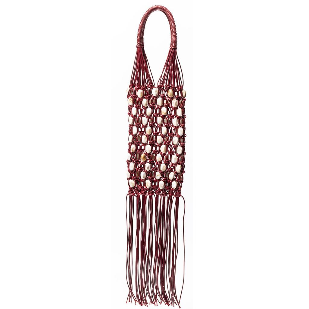 Beaded Bag for Women, New Retro Handmade Woven Tassel Bag, Vacation Style Seaside Hollowed Out Handbag for Women