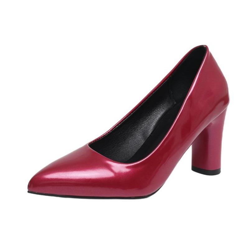 Versatile Temperament Shallow Single Shoes 2026 Spring and Summer New Pointed Toe High Heels Block Heel Women's Shoes