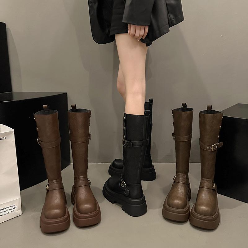 2025 autumn and winter new women's boots fashion casual knight boots retro heightening Internet celebrity boots European popular boots