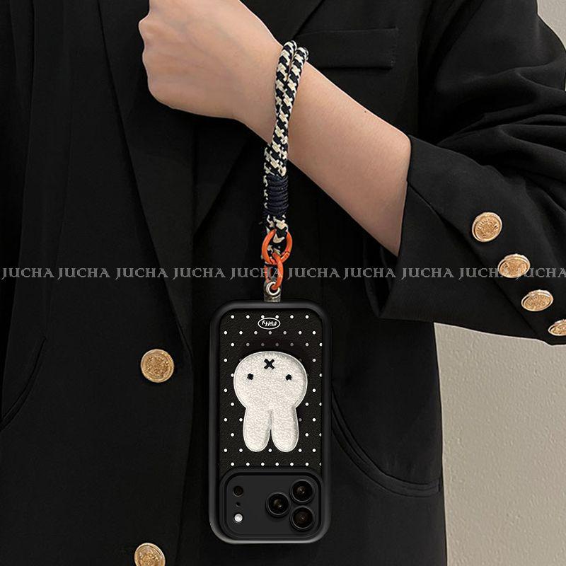 Miffy Rabbit Polka Dot Phone Case: Compatible with iPhone 15, 16 Pro Max, 17. Features a high-end, simple design.