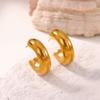 Vintage Chunky Stainless Steel C Shape Stud Earrings For Women Girls Gold Color Earrings   Waterproof Jewelry Gift Bijoux