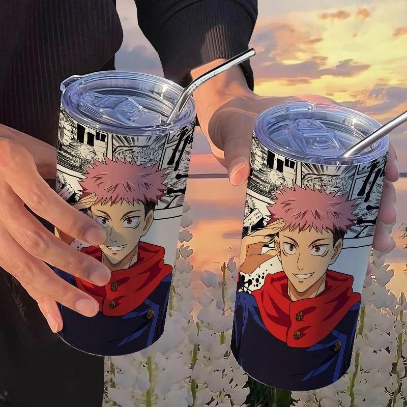 Jujutsu Kaisen Yuji Hrneček 500 ml Satoru Gojo Nerezová Ocel Cestovní Termohrnek Izolované Brčko Hrneček na Kávu Dárek Pro Děti