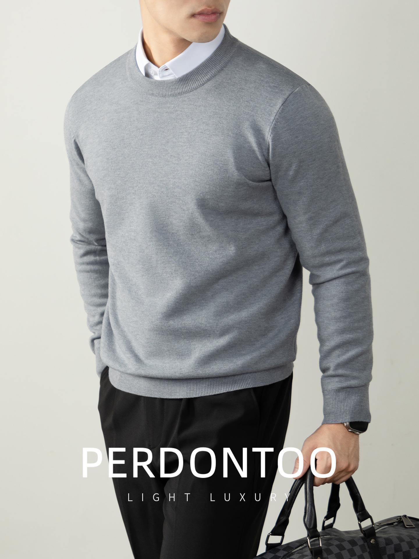 

Men s Luxury Crew Neck Wool-Modal Sweater, Ideal for Commuting, Solid Color Knit. M